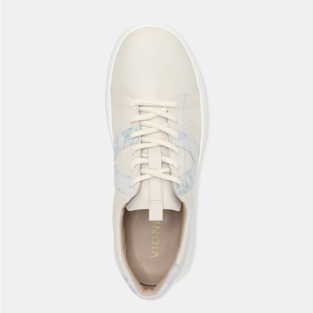Vionic Cream Leather Sneakers with Pastel Floral Accents - Picture 5 of 11